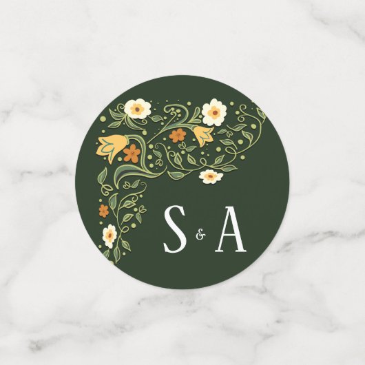 Green Floral Wedding Confetti (Kleine voorkant)