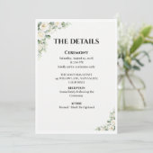 Green Floral Wedding Details Card Kaart (Staand voorkant)