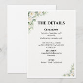 Green Floral Wedding Details Card Kaart (Voorkant / Achterkant)