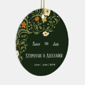 Green Floral Wedding Keramisch Ornament (Rechts)