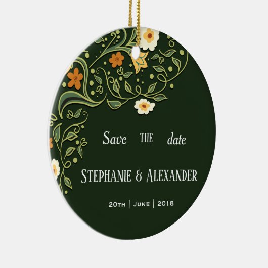 Green Floral Wedding Keramisch Ornament (Rechts)