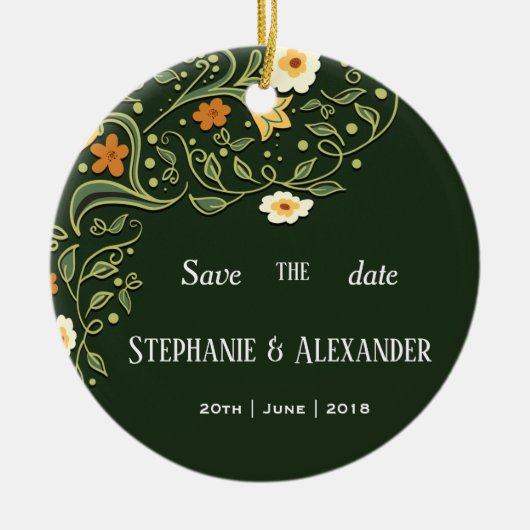Green Floral Wedding Keramisch Ornament (Voorkant)