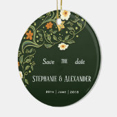Green Floral Wedding Keramisch Ornament (Links)