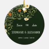 Green Floral Wedding Keramisch Ornament (Achterkant)