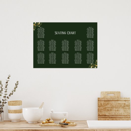 Green Floral Wedding Poster (Keuken)