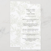 Green Floral Wedding Program Programmakaart (Voorkant / Achterkant)