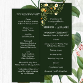 Green Floral Wedding Programme Programmakaart