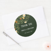 Green Floral Wedding Ronde Sticker (Envelop)