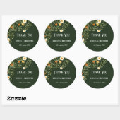 Green Floral Wedding Ronde Sticker (Vel)