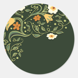 Green Floral Wedding Ronde Sticker
