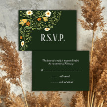 Green Floral Wedding RSVP