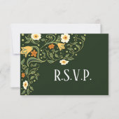 Green Floral Wedding RSVP Kaartje (Voorkant)
