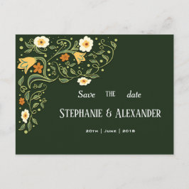 Green Floral Wedding Save the Date Aankondigingskaart