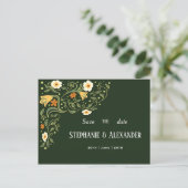 Green Floral Wedding Save the Date Aankondigingskaart (Staand voorkant)