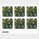 Green Floral Wedding Vierkante Sticker (Vel)