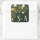 Green Floral Wedding Vierkante Sticker (Tas)