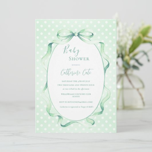 Green Floral Whimsical Baby Shower  Kaart (Staand voorkant)