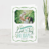 Green Floral Whimsy 2 Foto gevouwen Feestdagen Kaart (Voorkant)