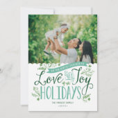 Green Floral Whimsy Holiday Fotokaart Feestdagenkaart (Voorkant)