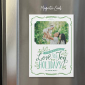 Green Floral Whimsy Magnetic Holiday Fotokaart