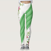 Green Floral White Leggings (Voorkant)