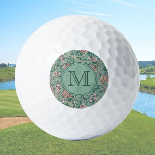 Green Floral William Morris Custom Initiaal Dames Golfballen