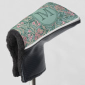 Green Floral William Morris Custom Initiaal Dames Golfheadcover (3/4 voorkant)