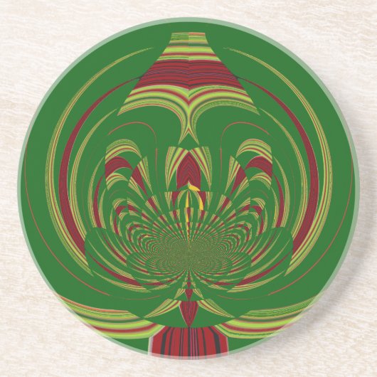 Green Floral Zandsteen Onderzetter (Voorkant)