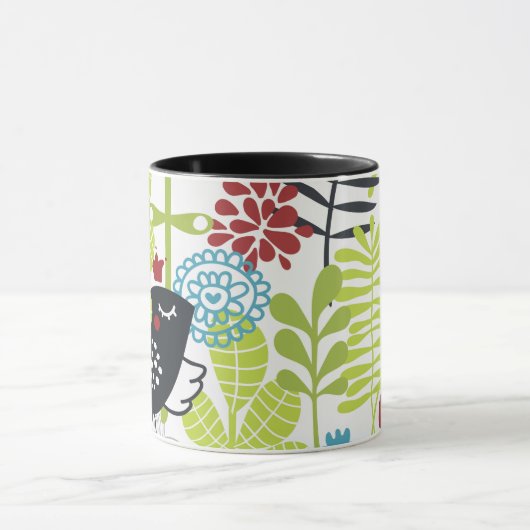 green florest and balck bird Mug Mok (Midden)