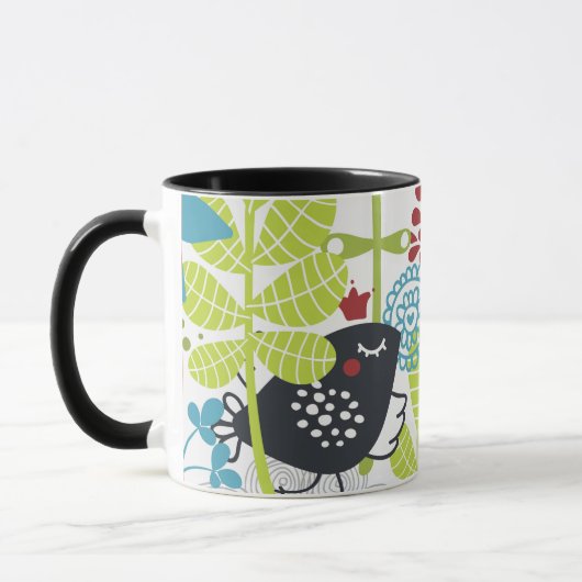 green florest and balck bird Mug Mok (Links)