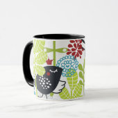 green florest and balck bird Mug Mok (Voorkant links)