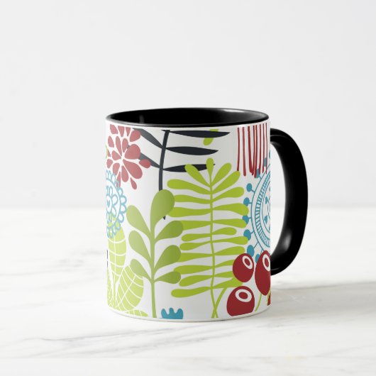 green florest and balck bird Mug Mok (Voorkant rechts)