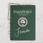 Green Florida Passport Bewaar de datum Save The Date (Voorkant / Achterkant)