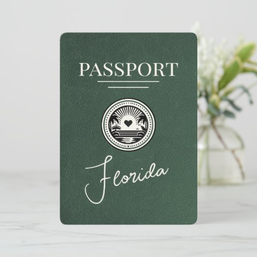 Green Florida Passport Bewaar de datum Save The Date (Staand voorkant)