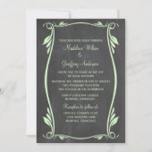 Green Flourish Chalkboard Wedding Invite Kaart