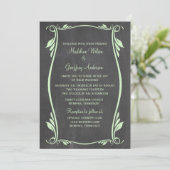 Green Flourish Chalkboard Wedding Invite Kaart