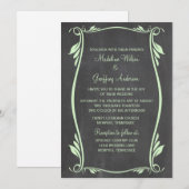 Green Flourish Chalkboard Wedding Invite Kaart