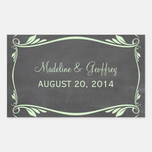 Green Flourish Chalkboard Wedding Stickers (Voorkant)