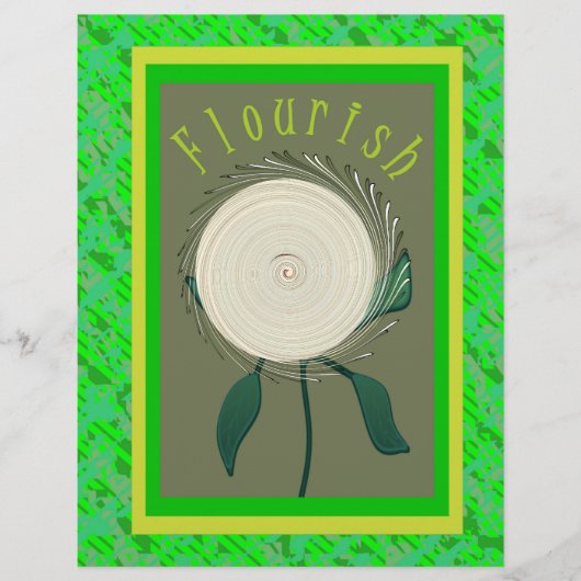 Green Flourish Flower Bulk Scrapbook Paper Pages Flyer (Voorkant)
