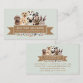 Green Flower Arrow PetSitter honden Visitekaartje (Voorkant / Achterkant)