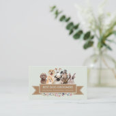 Green Flower Arrow PetSitter honden Visitekaartje (Staand voorkant)