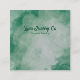 Green Flower Burst Jewelry Craft Business Card Vierkante Visitekaartje