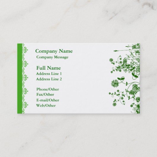  Green Flower Business Card Template Visitekaartje (Voorkant)