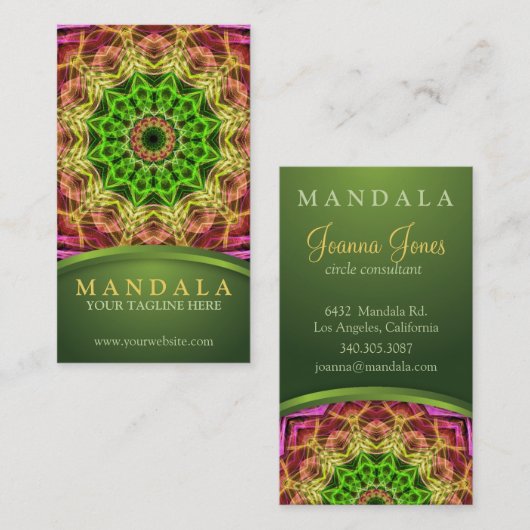 Green Flower Mandala Visitekaartje (Voorkant / Achterkant)