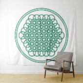 Green Flower of Life - Sacred Geometry Tapestry Wandkleed (In Situ (horizontaal))