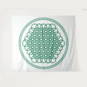 Green Flower of Life - Sacred Geometry Tapestry Wandkleed (Voorkant (horizontaal))