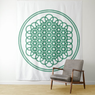 Green Flower of Life - Sacred Geometry Tapestry Wandkleed