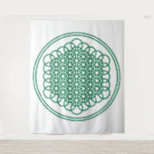 Green Flower of Life - Sacred Geometry Tapestry Wandkleed (Voorkant)