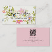 Green Flower Ornament met QR Visitekaartje (Voorkant / Achterkant)