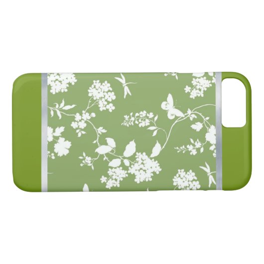 Green Flower Patterned Spring Design iPhone Case (Achterkant (Horizontaal))